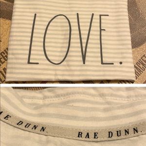 NWT Rae Dunn “LOVEl t-shirt in pale sage stripe